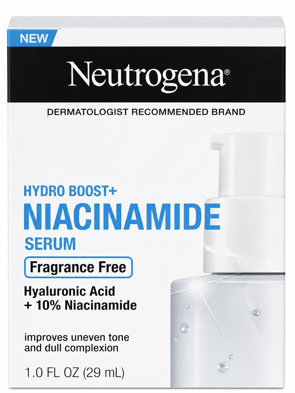 Neutrogena Hydro Boost+ Niacinamide Serum 1oz Fragrance Free Hyaluronic Acid NEW